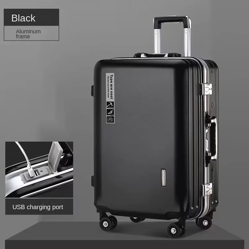20 22 24 28 Inch Carry-on Suitcase Aluminium frame Rolling Luggage Trip Cabin Trolley Case Travel Bag Password Lock Zipper