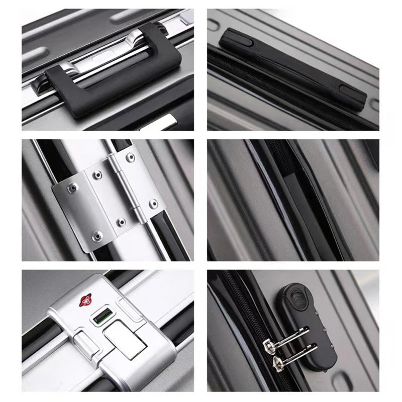20 22 24 28 Inch Carry-on Suitcase Aluminium frame Rolling Luggage Trip Cabin Trolley Case Travel Bag Password Lock Zipper