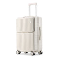 Front-Opening Carry-On Luggage Hidden Phone Holder Wet/Dry Compartment 20" ABS+PC Multi-functional Suitcase Cup Holder Side Hook