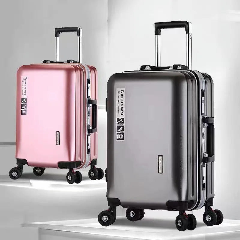 20 22 24 28 Inch Carry-on Suitcase Aluminium frame Rolling Luggage Trip Cabin Trolley Case Travel Bag Password Lock Zipper