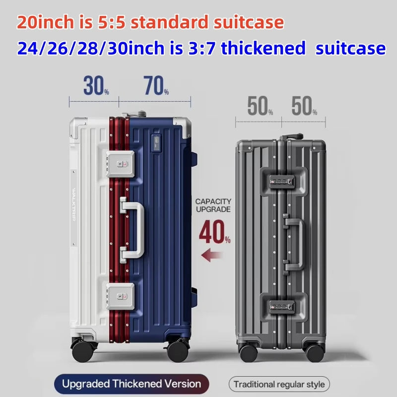 Luxury Travel Suitcase High Quality Upgrade Thicken PC Material Rolling Luggage with Aluminum Frame TSA Lock 20/24/26/28/30inch