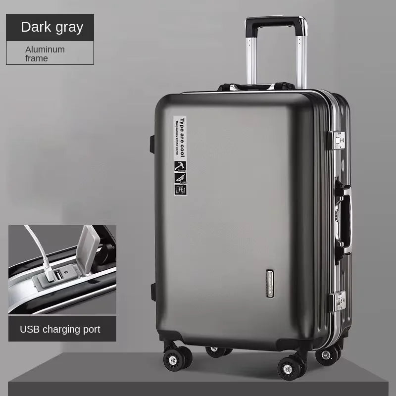 20 22 24 28 Inch Carry-on Suitcase Aluminium frame Rolling Luggage Trip Cabin Trolley Case Travel Bag Password Lock Zipper