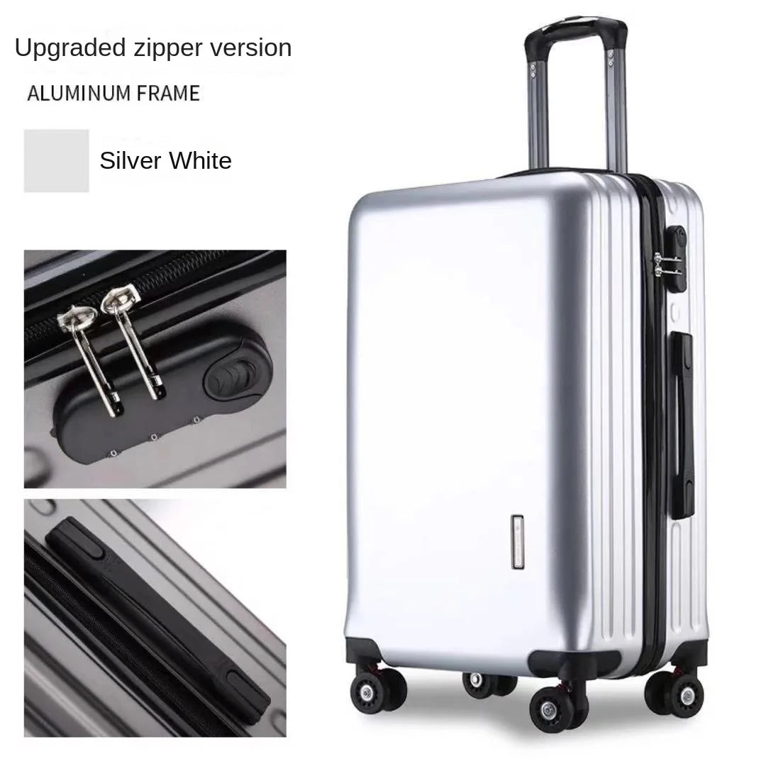 20 22 24 28 Inch Carry-on Suitcase Aluminium frame Rolling Luggage Trip Cabin Trolley Case Travel Bag Password Lock Zipper