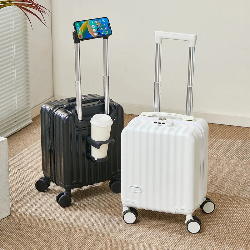 14 Inch Portable Luggage with 3 Extension Handles Carry-On Bag Lightweight Travel Suitcase with Cup And Phone Holder Suitcase