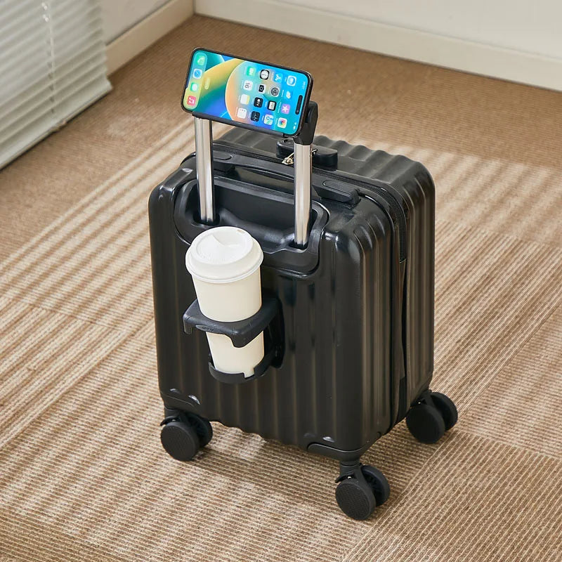 14 Inch Portable Luggage with 3 Extension Handles Carry-On Bag Lightweight Travel Suitcase with Cup And Phone Holder Suitcase